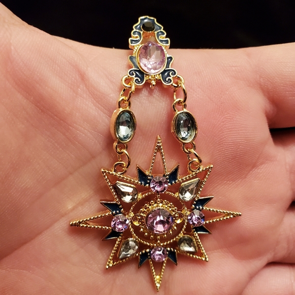 Celestial Stone & Crystal Dangle Earrings - Picture 5 of 9